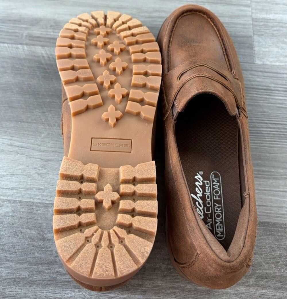 Skechers Cypress Bold Move Brown Lug Loafers Women Size 9 Air Cooled Comfort - Picture 6 of 7